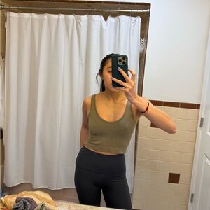 out from under olive crop top
